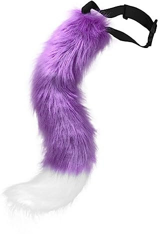 Surakey Halloween Kostüme Plüsch Fuchsschwanz Cosplay Kunstpelz Fuchs Wolf Kostüm Katze Schwanz Kinder Erwachsene Cosplay Halloween Weihnachtsfeier Fasching Karneval Masquerade Cosplay Frauen,Lila