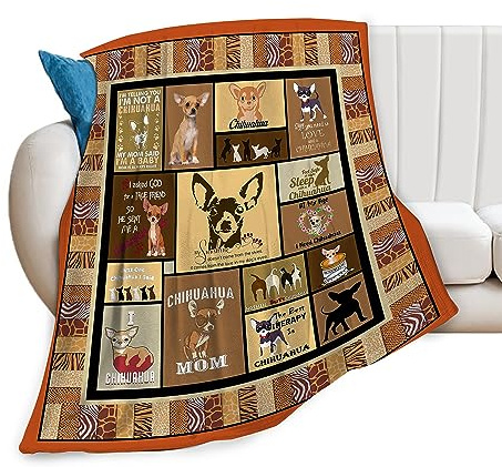 Cute Chihuahua Plush Fleece Blanket - Super Soft Cozy Animal Dog Gift for Women Girls Kids Adults - 50x60