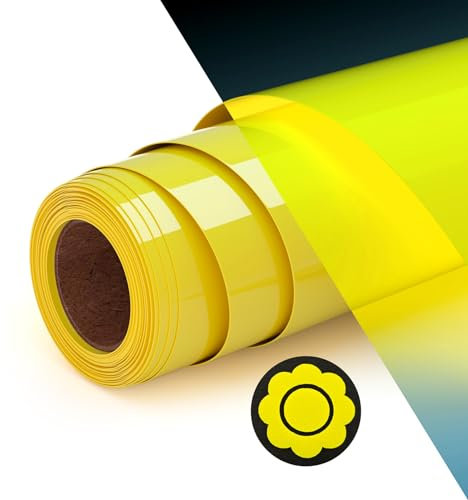 Ryebme Plotterfolie Textil, 3D Puff Vinylfolie Plotter 10 x 6FT Flexfolie Plotter Textil Leuchtend für Diy T-Shirt, Einfach Zu Schneiden für Stoff Zum Aufbügeln (Gelb/Leuchtend)