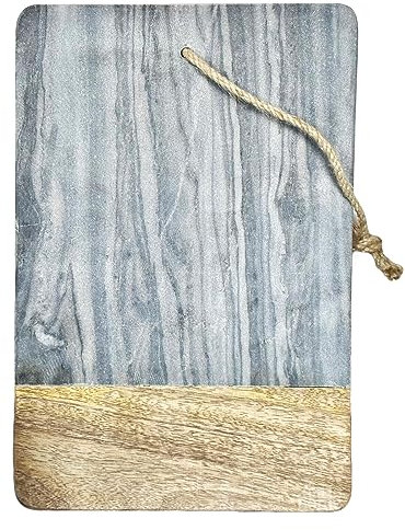 Grey Marble Chopping Board 20x30cm Acacia Wood Rectangle Food Cutting Worktop Protector