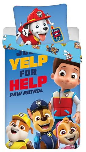 sarcia.eu Paw Patrol marineblaue Bettwäsche, Kinderbettwäsche 140cm x 200cm Oeko-TEX