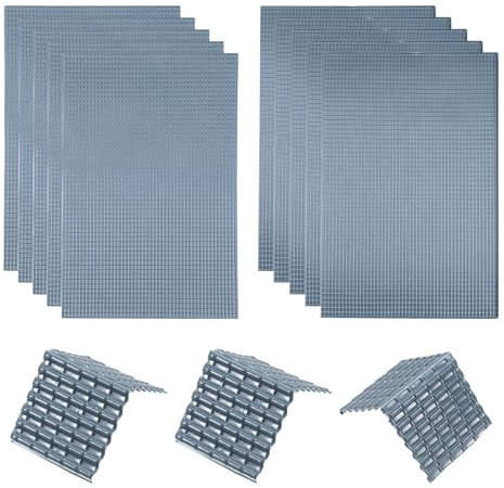 sourcing map Miniatur Dachziegel PVC Modell Dachziegel Mini DIY Ziegel Modellbau-Set für Modellbau Puppenhäuser Garten Sandtisch 29,5x19,5cm/1,16x0,76 Dunkelgrau Packung mit 10, 1:50