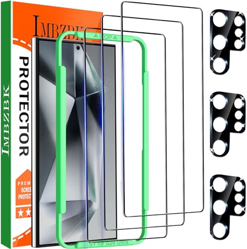 IMBZBK 3 Piezas Protector Pantalla para Samsung Galaxy S24 Ultra Cristal Templado con 3 Piezas Protector Camara Accesorios Cobertura Total
