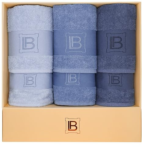 Laura Biagiotti, Set Asciugamani Bagno In Spugna 6 pezzi, 3 Asciugamani Viso + 3 Asciugamani Ospite, Ascuigamani Tinta Unita, Spugna 100% Cotone, in Scatola, Cleunice Avio
