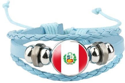ALTCIRNMD Peru-Flagge-Armband,Peru-Flagge,Dehnbar,Einfarbig,Elastisches Armband,Punk-Mode,Runde Perlen,Glasflagge,Armband Für Männer Und Frauen,Wie Abgebildet,25Cm