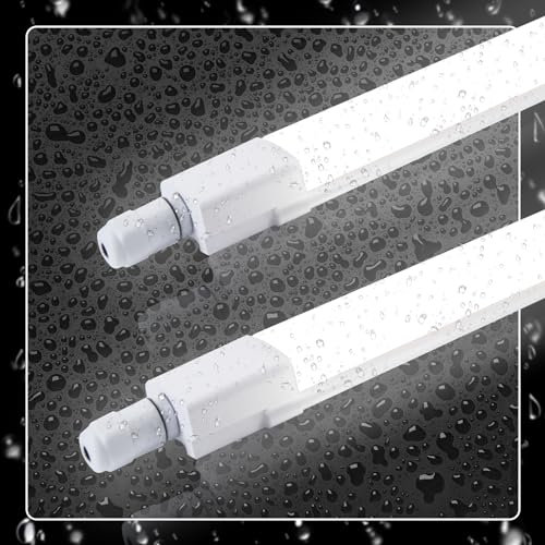 CBJKTX 2ER Feuchtraumleuchte LED 120CM Werkstattlampe - 36W 3960LM Deckenlampe IP65 Wasserfest Kellerlampe Neutralweiß 4000K Leuchtstoffröhre für Garage Werkstatt Feuchtraum Küche Warenhaus Büro Bad