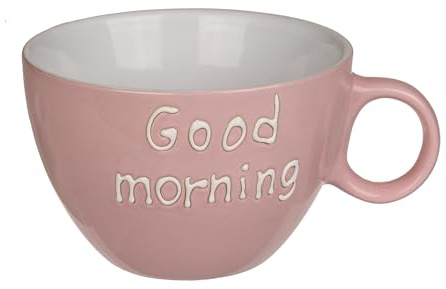 Tasse Becher Good Morning Kaffetasse Steingut Mug Teetasse Milchkaffeetasse (Rosa)
