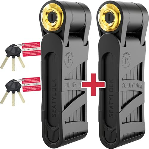 FoldyLock Forever 2x Fahrradschloss mit Schlüssel – Patentiertes Faltschloss mit Halterung - Testsieger Sold Secure Gold Fahrrad Zubehör - Hohe Sicherheit für City Bikes und eBike – 90 cm