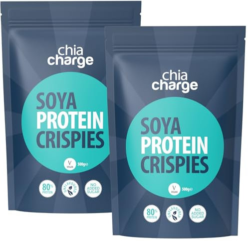 Chia Charge 80% Protein Soya Crispies - High Protein for Adults and Kids - Healthy, Gluten Free Vegan Snack - Low Fat Food, No Sugar Crispies (1kg)