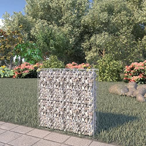Baziroo Gabion en acier galvanisé - 80 x 20 x 100 cm - Argenté - Pour murs de support, clôture, gabion, mur de gabion, mur de gabion - Grille de gabion - Brise-vue
