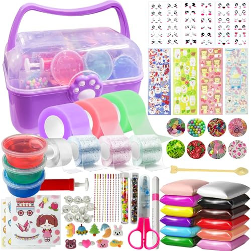Nano Tape Bubble Kit for Kids 5 * 5m Nano Double Sided Tape for Making Bubbles,500+ Fillings DIY Nano Bubble Tape with Pump Sequins Glitter Powder Stickers,Novelty Toy for Girls Boy