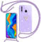 Yichxu Handyband für Huawei P30 Lite Hülle mit Band, Glitzer Herz Silikon Handyhülle Kordel zum Umhängen, Schutzhülle mit Kette TPU Gel Stoßfest Necklace Handy Hülle für Huawei P30 Lite, Lila