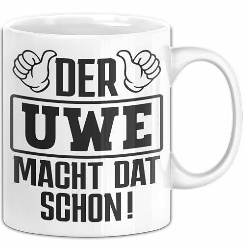 Trendation Keramik Tasse 325 Milliliter Uwe Ruhrpott Lustiger Becher Kaffee-Becher (Weiß)