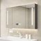 Armoire de toilette avec LED miroir,armoire miroir salle de bain affichage de l'heure,armoire murale salle de bain Anti-buée en bois,meuble mural salle de bain 3 lumières de couleur,Dessiner du papier