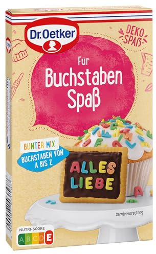 Dr. Oetker Für Buchstaben Spaß 4er Pack, 4 x Essbare Buchstaben für Torten | Essbare Tortendeko: Zucker-Dekor-Buchstaben als Tortendeko für Einschulungen und Co