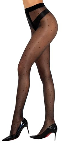 Yilanmy Strumpfhosen Damen Punkten Herz Glänzende Muster Feinstrumpfhose | Punkten Herzen Strumpfhose Muster Schwarz Gemusterte Feinstrumpfhose，Komfortbund