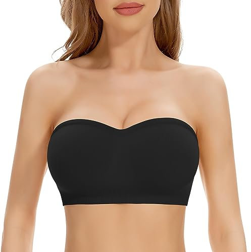Reggiseno Avvolto Senza Spalline Antiscivolo sul, Comodo E Sexy da Donna Reggiseno Sportivo Donna Reggiseno Invisibile Schiena Nuda (Z3-Black, S)