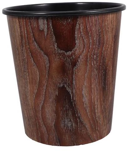 TOPBATHY Wood Grain Trash Can for Home Office Bathroom Kitchen Wastebasket Bin Without Lid for Waste