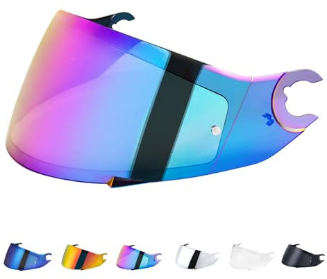 Motorradhelm Visier für Shark D Skwal D-Skwal 2 Spartan Carbon,Helmvisier Motorrad Windschutz Helm Objektiv Visier Vollgesichts,Helmvisiere Zubehör Ersatz(Regenbogen)