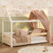 smartwood Montessori Hausbett 90x200 - Weiß - für Kinder - Kinderbett mit Lattenrost & Verstellbarer Rausfallschutz - Milo Bett aus Massivkiefernholz für Jungen & Mädchen - Belastbar bis 230 kg