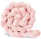 Bettschlange Baby Bettschlange Umrandungen Geflochten Nestchen Bettrolle Stillkissen, Geflochten Bettschlange Nestchen Babybett Knotenkissen für Schlafzimmer Wohnzimmer,Lotuswurzel rosa,400cm