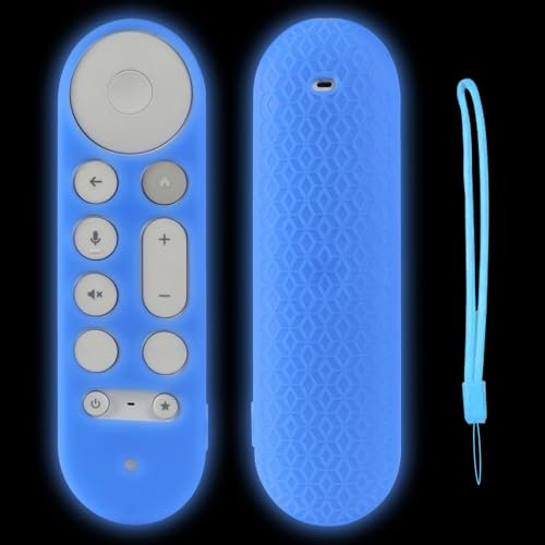 KNOXS Silicone Remote Case Compatible with Google TV Streamer 4K TV 2024, [Anti Slip, Shockproof, Dustproof] Case Compatible with Amazon Fire TV Smart TVs (Glow Blue)