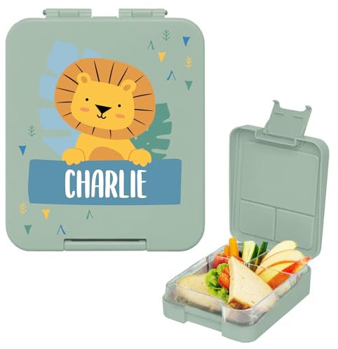 gutmarkiert -Personalisierte Brotdose mit Name - Mikrowellen- und spülmaschinenfest .ideal für Kinder. Motiv Ihrer Wahl. Farbe: Salbeigrün