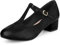 Allegra K Women's Mary Janes T-Strap Ankle Strap Block Heels Pumps Black 6 UK/Label Size 8 US