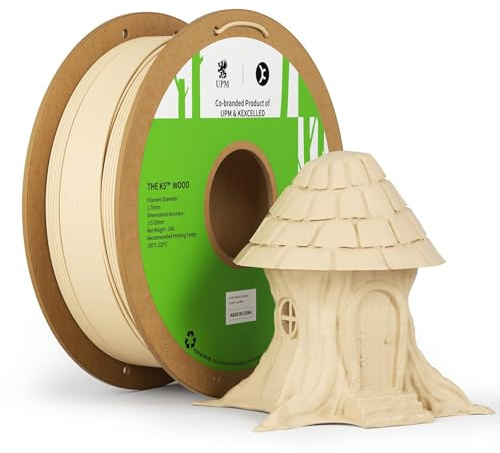 kexcelled PLA Holz Filament 1,75mm, Wood PLA Echtholz, Elfenbeinweiß, 1kg | 3D Drucker Filament, Spezielles Holzoptik, Echte Natürliche Holzfaser, Maßgenauigkeit +/- 0,03 mm