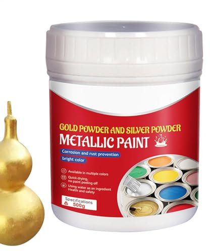 Peinture Feuille D'or, Peinture Métal Doré,Peinture Feuille D'or 500 Ml Pour L'art - Peinture Pour Bois Doré, Peinture Or Liquide Pour L'art, Peinture, Artisanat, Murs, Métal, Plâtre