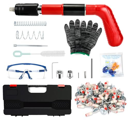 Nagelpistole Nail Gun, Bolzenschussgerät 5 Gänge Mini Nagelpistole Nagelpistole für Stahl & Beton, Tragbare Nagelpistole Befestigungswerkzeug für Decken-/Draht-Hider mit 200 Runden Nägeln