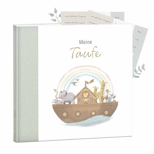 mintkind® Gästebuch Taufe Salbei - Taufbuch für Junge & Mädchen, Taufgeschenk & Taufalbum, 72 Seiten für Glückwünsche, Fotos & Erinnerungen, Gästebuch Taufe