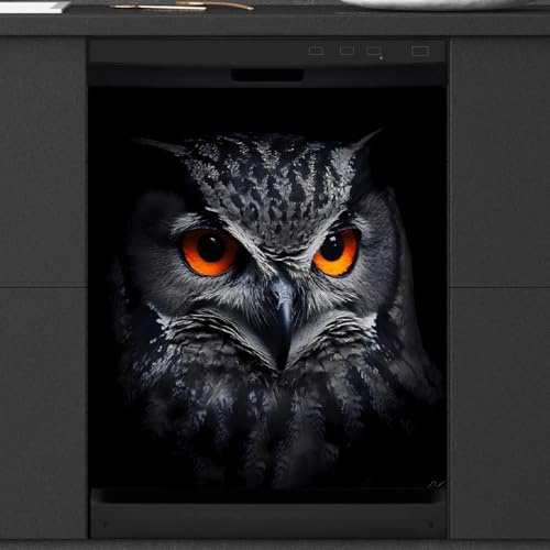 Mexpekil Magnetabdeckung für Geschirrspüler, Motiv: Eule, Vogel, 53,3 x 66 cm, dekorativer wasserdichter Geschirrspüler, magnetischer Aufkleber für Küchengeräte
