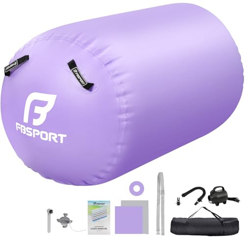 FBSPORT Aufblasbare Air Roll, 100/120cm Aufblasbare Luft Rollen, Yoga Gymnastik Zylinder, Gymnastikmatte, Gym Air Barrel, Air Tumbling Track, Sportmatte für zuhause mit Tragetasche, Outdoor, Fitness