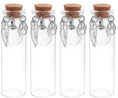 DELORIGIN 4 Gedenkflasche Mit Medaillon Urnenanhänger Für Tierhaare Urne Für Hunde Und Katzen Andenkenglas Mit Klauenflügel Anhängern Beileidsgeschenk Für Haustiere Asche Fell Und Haare