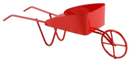 Durlo Red Miniature Metal Wheelbarrow Dollhouse Retro Iron Cart Courtyard Single Wheel Landscape Shooting Prop Ornament​