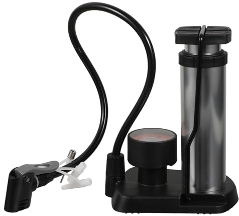 Fußpumpe aus Aluminiumlegierung Silber, Tragbare Bodenluftpumpe | Manometer, Pedalzylinder für Schnelle Hochdruckbefüllung, Mehrzweck Luftventil für Notfälle