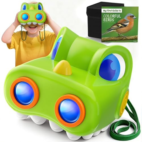 Outdoor Spielzeug ab 3 4 5 6-10 Jahren, Dinosaurier Fernglas für Kinder mit Kompass & Vogelbuch Kinder Fernglas für Natur, Vogelbeobachtung, Konzert, Wandern - Geschenk für Jungen ab 3-10 Jahre