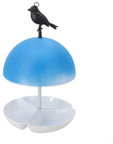 Vogelfutterstation für den Garten mit Metallkonstruktion und Pilzform, großer Öffnung für Vogelfutter, abnehmbarem Deckel und mehreren Montagemöglichkeiten, um Vogelbesuche zu fördern