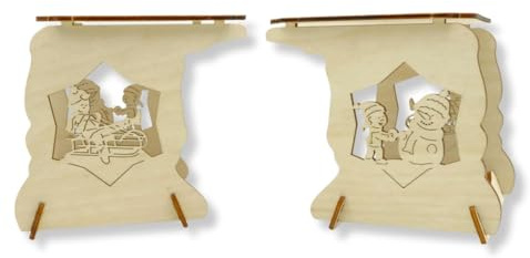 Holzkunst Schoenberg Schwibbogenerhöhung Schneemann aus Holz 2er-Set – Fensterbank Untersatz für Lichterbogen – Schwibbogen Untersatz – zum einfachen zusammenstecken