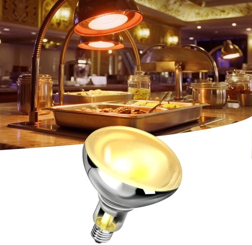GlintBay 200W E27 Heat Lamp Bulb for Food, Screw in Heat Lamp Bulb, Food Warming Light Bulb; 200W Animal & Bathroom Heating