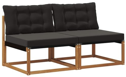 vidaXL 2 Stück Outdoor Mittelsofa Massivholz Akazie Natur, Balkonmöbel, moderner Outdoor-Stil, langlebiges Akazienholz-Loungeset für chillige Gartenmomente