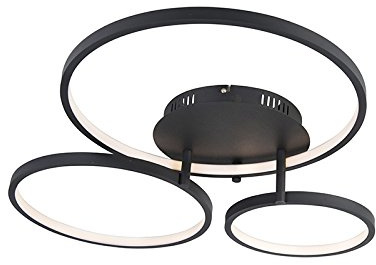 Qazqa led Modern Deckenleuchte, Deckenlampe - Rondas - Schwarz, 3000K, warmweiß, dimmbar, 77cm, Ideal als Flur, Schlafzimmerlampe und Wohnzimmerlampe