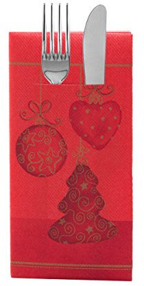 Sovie HOME Besteckservietten Tiffany in Rot aus Linclass® Airlaid, Weihnachtsbesteckserviette stoffählich, ideal für Advent Weihnachten Weihnachtsfeiern, 40x40cm,12 Stück
