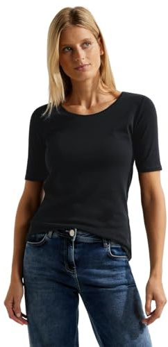 Damen Basic T-Shirt mit Rundhals in Unifarbe
