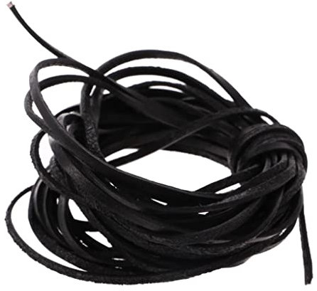 FITYLE 5 Mètres De Cordon De Cuir Plat De 3 Mm pour Bracelet Perles Fabrication De Bijoux Bricolage Artisanat - Noir