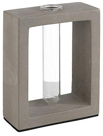 APS 4010 ELEMENT Beton Blumenvase mit Glaseinsatz, 10 x 4,5 x 12,5 cm, 25 ml