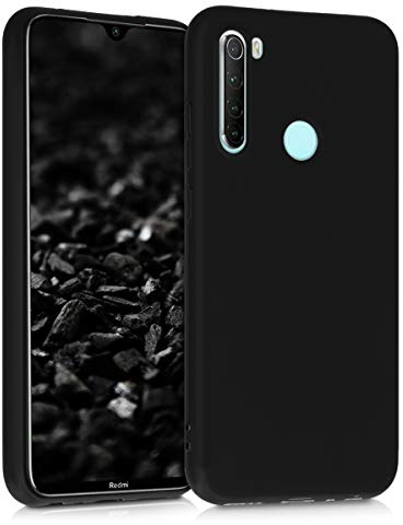 kwmobile Hülle für Xiaomi Redmi Note 8 (2019/2021) TPU Case - Handyhülle unterstützt kabelloses Laden, Flexible Schutzhülle, gummiertes Cover in Schwarz matt