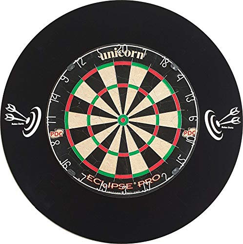 Roleo Steeldart Dart Set - Unicorn Eclipse Pro + Surround + 2 Set Pfeile in Box (Dartboard + Catchring Schwarz)