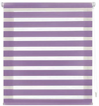 Blindecor - Indus NO TOOLS REQUIRED. Double layered roller blind, Night and Day. Purple. 37x180 cm (width x length)